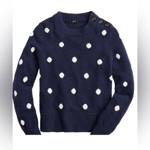 J. Crew Button Polka Dot Crewneck Sweater Supersoft Yarn Navy Women’s Size XS